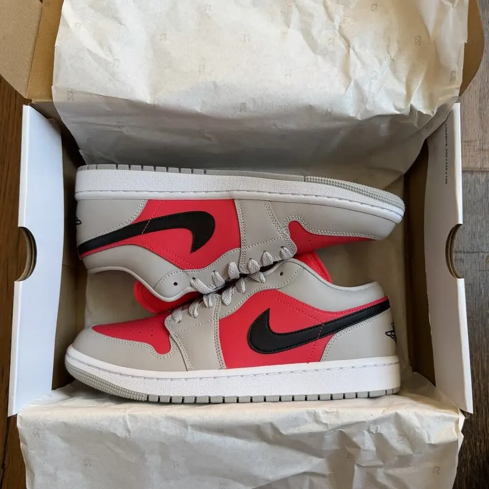 Nike Air Jordan 1 Low Light Iron Ore Black Siren Red Womens 11 DC0774-060